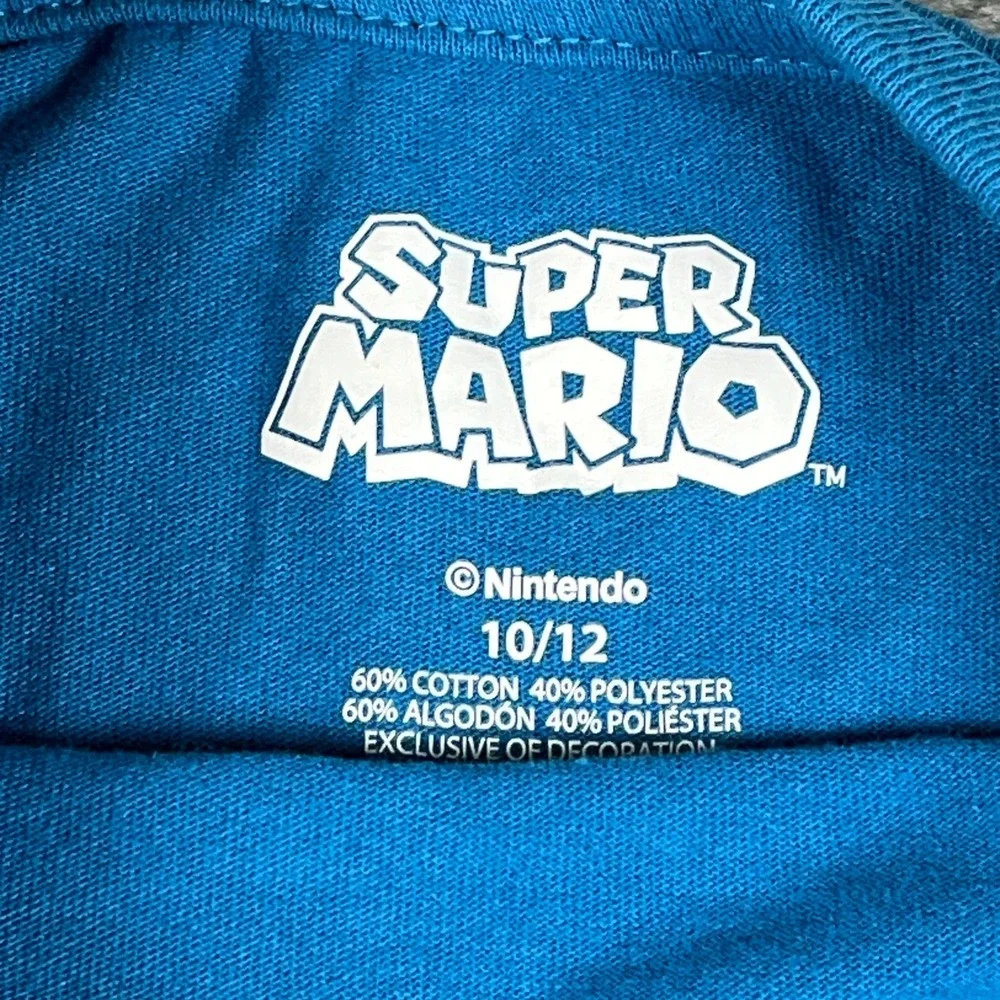 Super Mario Boys 2 Piece T-Shirt and Shorts Set Blue Gray Graphic Size 10/12
